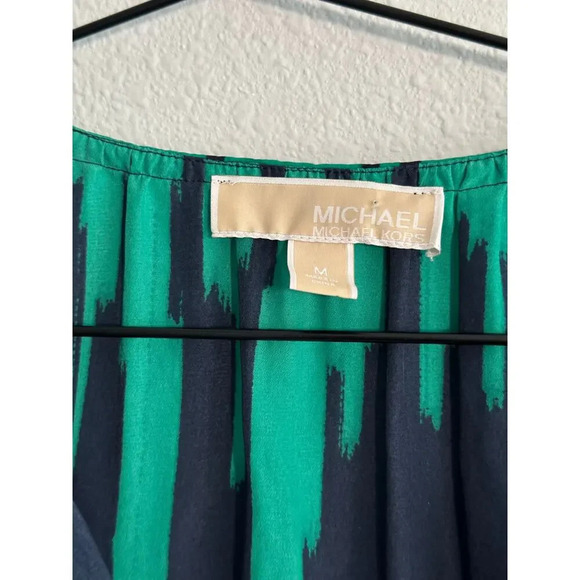 MICHAEL Michael Kors Top Womens Blouse M Green Blue Long Sleeves Tunic - Picture 3 of 13